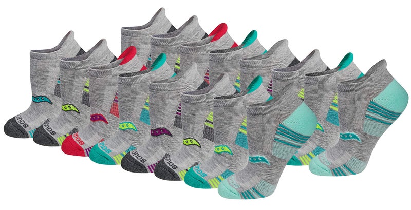 Saucony Women's RunDry Performance 8, 16 Pairs Heel Tab Athletic Socks, S-L, Grey Assorted (16 Pairs), Medium - Image 3