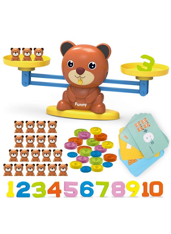 Remoking Bear Balance Game Toy, Funny Math Number Game, Educational Learning Counting Number Toy With Numbers, Little Bears, Game Cards, Coins, Great Gifts For Kids 3 Years And Up  - Image 1