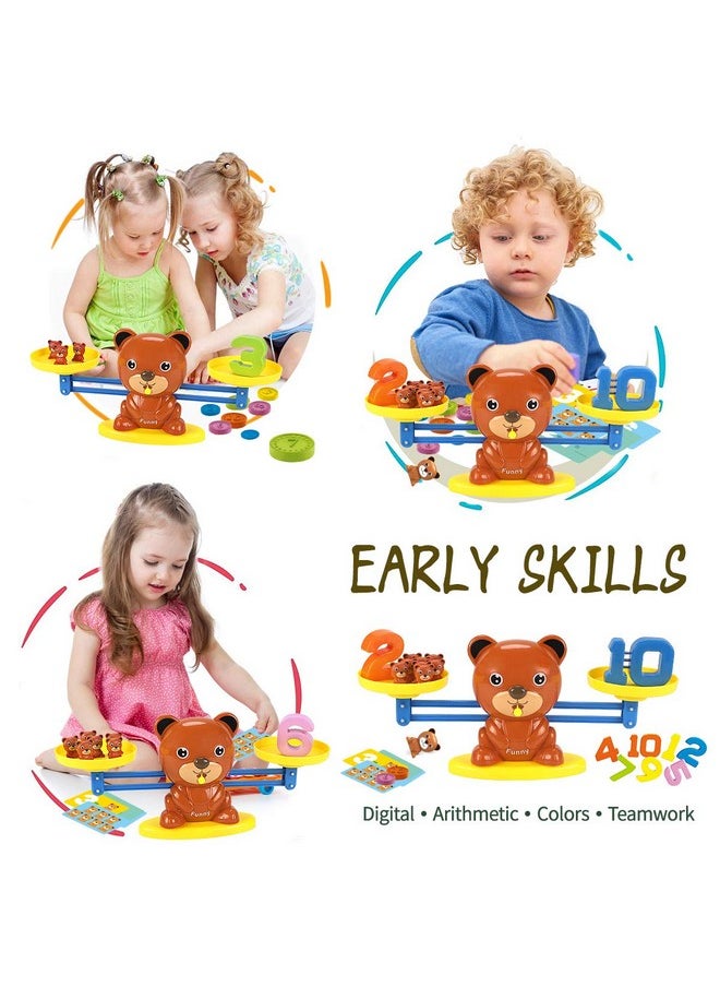 Remoking Bear Balance Game Toy, Funny Math Number Game, Educational Learning Counting Number Toy With Numbers, Little Bears, Game Cards, Coins, Great Gifts For Kids 3 Years And Up  - Image 3