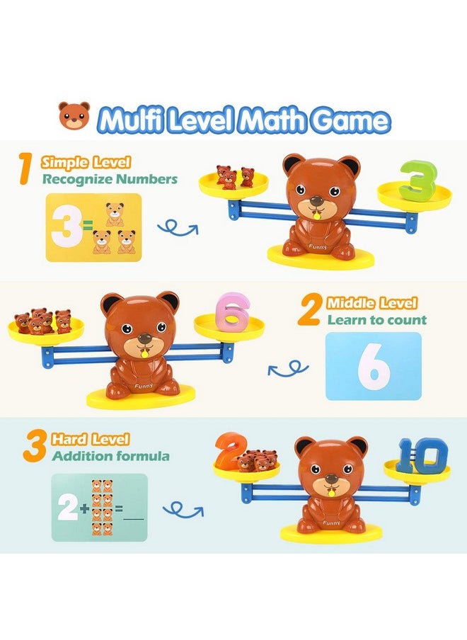 Remoking Bear Balance Game Toy, Funny Math Number Game, Educational Learning Counting Number Toy With Numbers, Little Bears, Game Cards, Coins, Great Gifts For Kids 3 Years And Up  - Image 2
