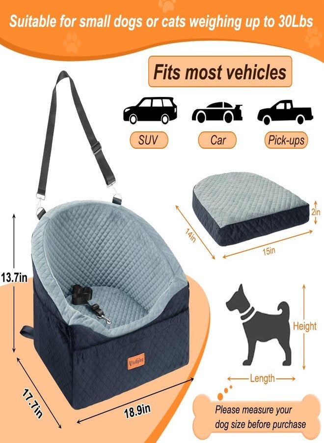 Vivifying Dog Car Seat for Small & Medium Dogs, Detachable & Washable Booster Seat for Pets Up to 30lbs, Travel Bed with Storage Pockets and Safety Belt - Gray - Image 2