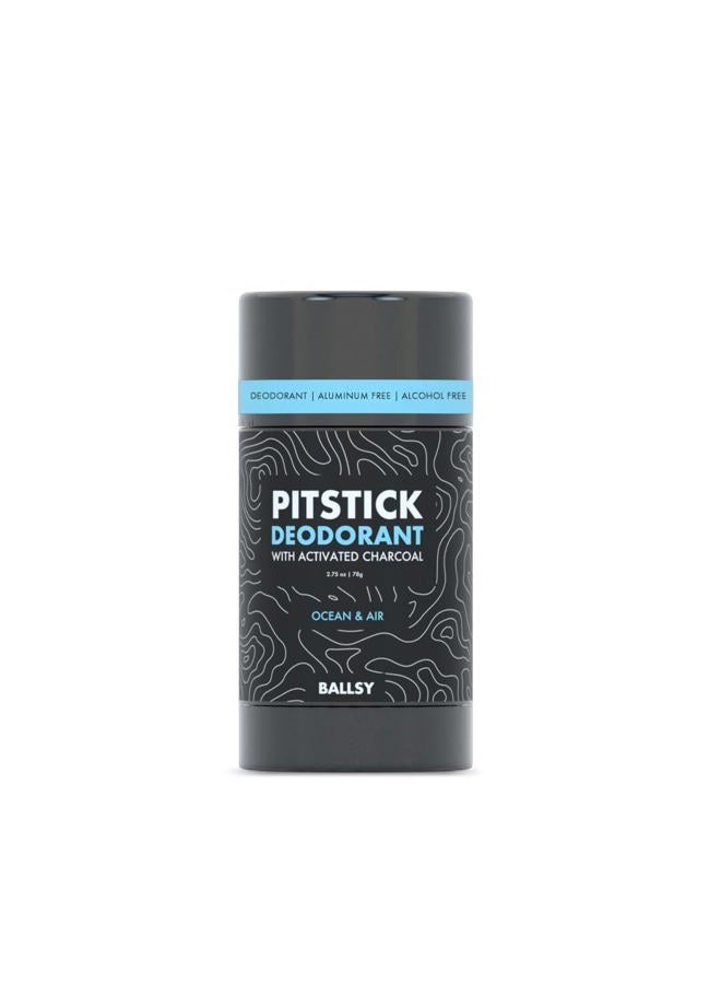 Ballsy Pitstick Activated Charcoal Deodorant - Mens Aluminum Free Deodorant w/Charcoal, & Plant Based Extracts – Cruelty & Baking Soda-Free Underarm Deodorant for Odor Protection, 2.75 oz - Image 1