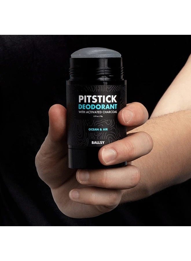 Ballsy Pitstick Activated Charcoal Deodorant - Mens Aluminum Free Deodorant w/Charcoal, & Plant Based Extracts – Cruelty & Baking Soda-Free Underarm Deodorant for Odor Protection, 2.75 oz - Image 2