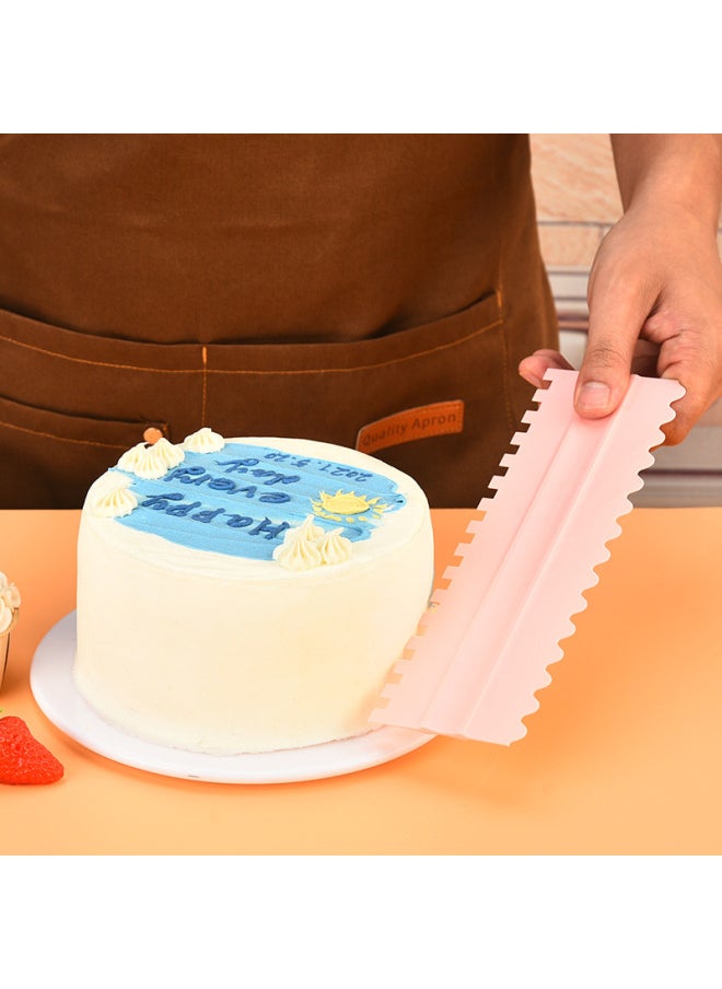 Generic - Creative Double-sided Cake Cream Scraper 4 Piece Set Sawtooth Cake Cut Scraper PP Plastic Scraper Baking Tool-Color:yellow Style - Image 1