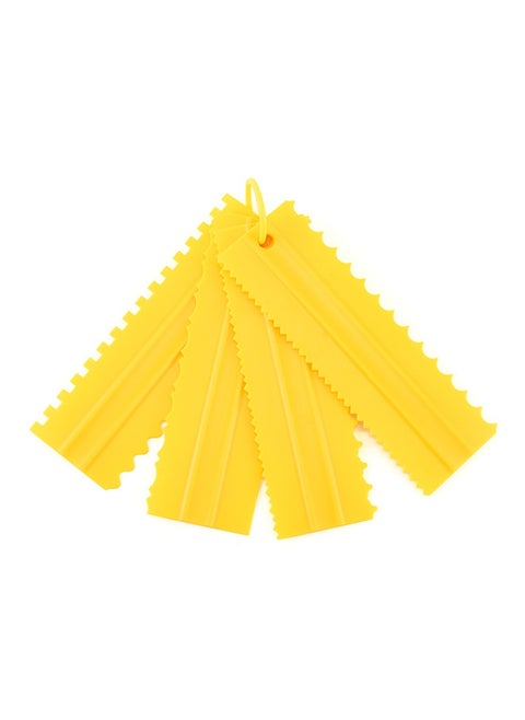 Creative Double-sided Cake Cream Scraper 4 Piece Set Sawtooth Cake Cut Scraper PP Plastic Scraper Baking Tool-Color:yellow Style