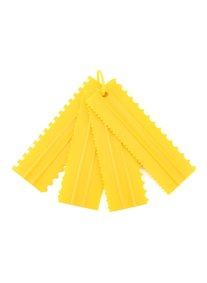 Generic - Creative Double-sided Cake Cream Scraper 4 Piece Set Sawtooth Cake Cut Scraper PP Plastic Scraper Baking Tool-Color:yellow Style - Image 1