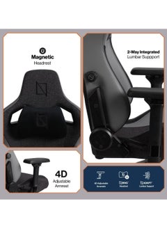 navo APEX AIR – Fusion Weave Premium Ergonomic Gaming & Computer Chair with Memory Foam Pillows, Magnetic Headrest, Built-in Adjustable Lumbar Support, 4D Armrests, 135kg Weight Capacity, 90-155° Backrest Recline - High-Quality, Comfortable Design for Long Hours, Dark Grey | APEXAIR-FW-DG  - Image 3