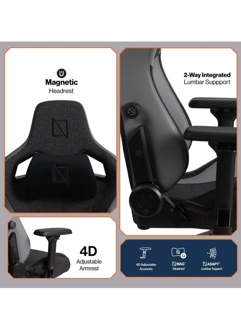 نافو APEX AIR – كرسي ألعاب وكمبيوتر مريح من Fusion Weave الفاخر مع وسائد من الإسفنج الذكي، ومسند رأس مغناطيسي، ودعم قطني مدمج قابل للتعديل، ومساند أذرع رباعية الأبعاد، وسعة وزن 135 كجم، ومسند ظهر بزاوية 90-155 درجة - تصميم عالي الجودة ومريح لساعات طويلة، رمادي غامق | APEXAIR-FW-DG  - Image 3