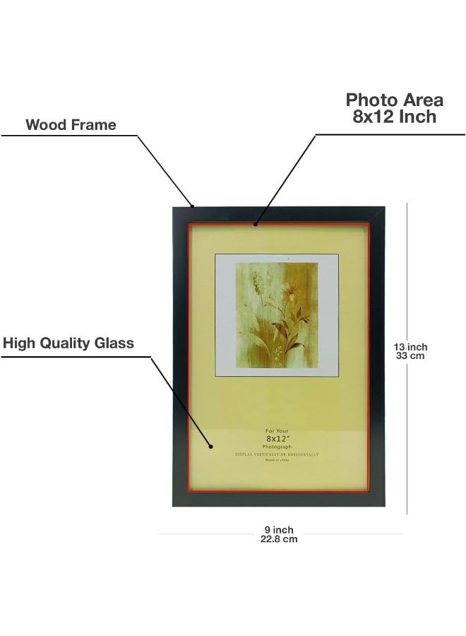 Decorhills DECORHILLS FRAMES & DECOR Rectangular Glass Photo with Wood, Wall Mount Tabletop Display for 8x12 Inches Picture  - Image 5