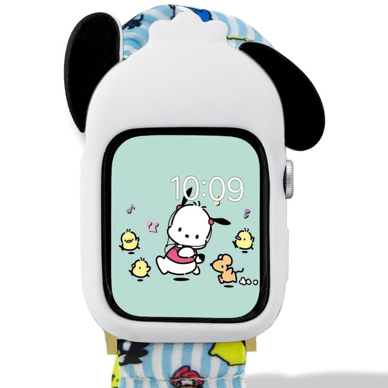 Sonix غطاء ساعة آبل من سونيكس × سانريو | غلاف واقي لساعة آبل | غلاف سيليكون واقي | يناسب 38mm/40mm/41mm | بوشاكو - أبيض - Image 1