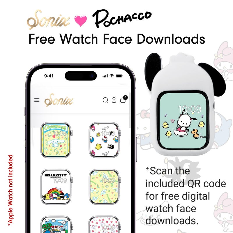Sonix غطاء ساعة آبل من سونيكس × سانريو | غلاف واقي لساعة آبل | غلاف سيليكون واقي | يناسب 38mm/40mm/41mm | بوشاكو - أبيض - Image 4