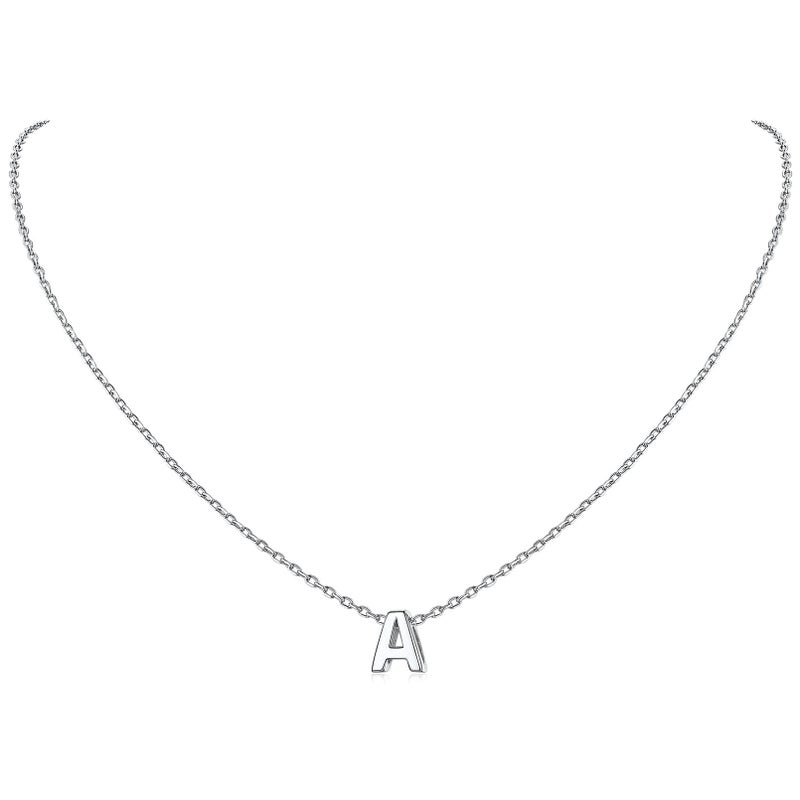 ChicSilver 925 Sterling Silver Necklace Small Dainty Initial Pendant Necklace Personalized Name Necklace Tiny Alphabet Charm Letter A Necklace Hypoallergenic Necklace for Girls - Image 1