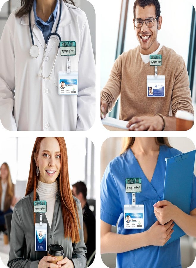 BEZTN Hello I'm Trying My Best Funny Nurse Badge Reel, Cute Work Badge Holder with Retractable Clip, RN Badge Buddy, Nursing Student LPN CNA MA Medical Worker Teacher Doctor ID Name Badge Clip Accessories - Image 3
