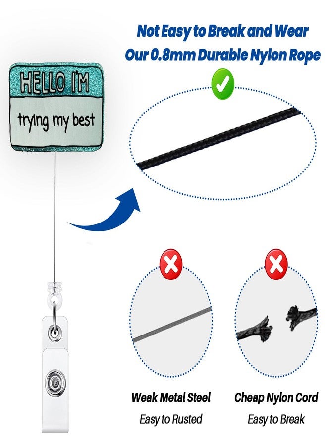 BEZTN Hello I'm Trying My Best Funny Nurse Badge Reel, Cute Work Badge Holder with Retractable Clip, RN Badge Buddy, Nursing Student LPN CNA MA Medical Worker Teacher Doctor ID Name Badge Clip Accessories - Image 5