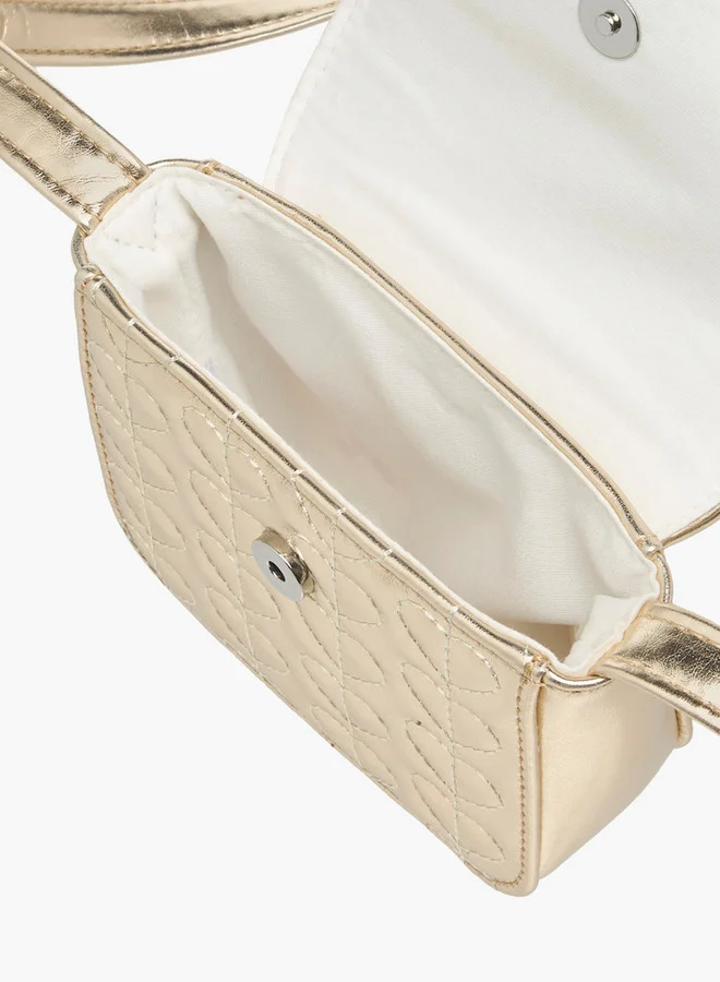 فلورا بيلا من شو إكسبرس Girls Heart Embroidered Crossbody Bag with Strap Handle and Flap Closure