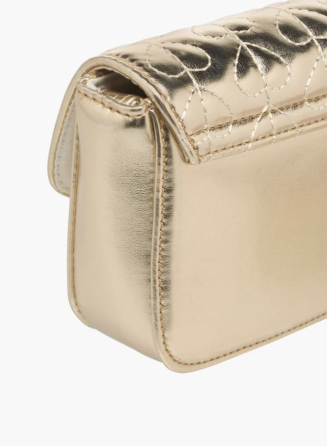 فلورا بيلا من شو إكسبرس Girls Heart Embroidered Crossbody Bag with Strap Handle and Flap Closure
