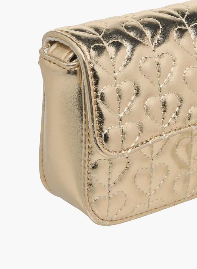 فلورا بيلا من شو إكسبرس Girls Heart Embroidered Crossbody Bag with Strap Handle and Flap Closure