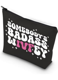 WCGXKO WCGXKO IVF Mom Gift Infertility Warrior IVF IUI Somebody's Badass Wivfey Zipper Pouch Makeup Bag (BADASS WIVFEY) 