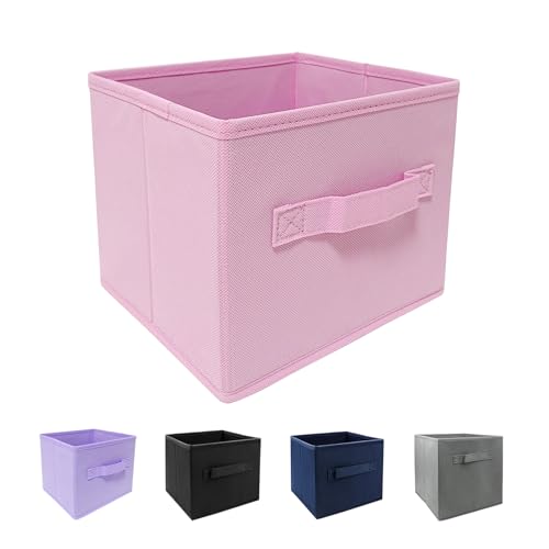 EBIGIC Collapsible fabric Storage binscube storage organizer 105 105 11 inchFor home and office Collapsible Closet Shelf Organizers Drawer OrganizersPink - Image 1