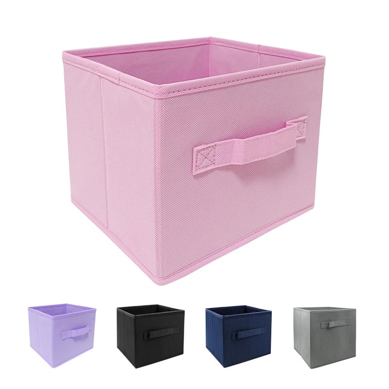 EBIGIC Collapsible fabric Storage binscube storage organizer 105 105 11 inchFor home and office Collapsible Closet Shelf Organizers Drawer OrganizersPink - Image 2
