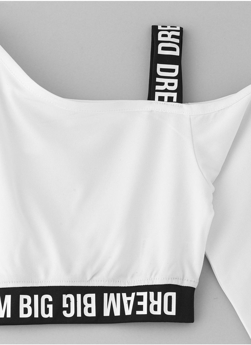 Jelliene Knit crop tee with contrast elastic  - Image 3