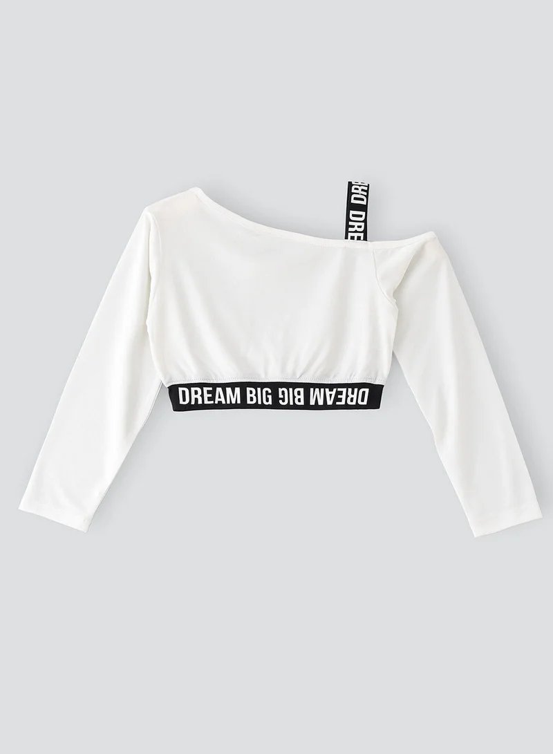 Jelliene Knit crop tee with contrast elastic