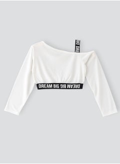 Knit crop tee with contrast elastic