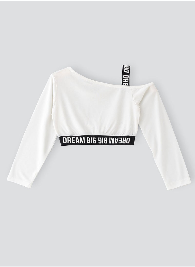 Jelliene Knit crop tee with contrast elastic  - Image 1