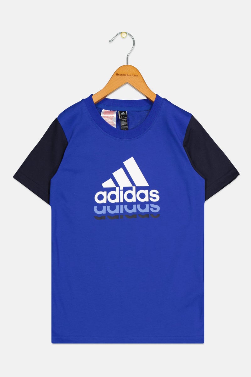 Adidas Kids Boy Graphic Print Short Sleeves T-Shirt, Blue/Black  - Image 1