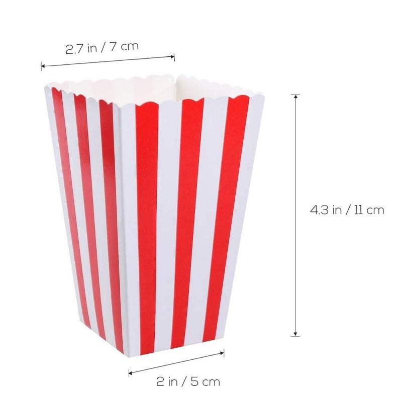 XIEHE 24 Pack Red Striped Popcorn Boxes - Carnival Parties Mini Paper Popcorn and Candy Containers, Party Supplies for Movie Nights - Image 3
