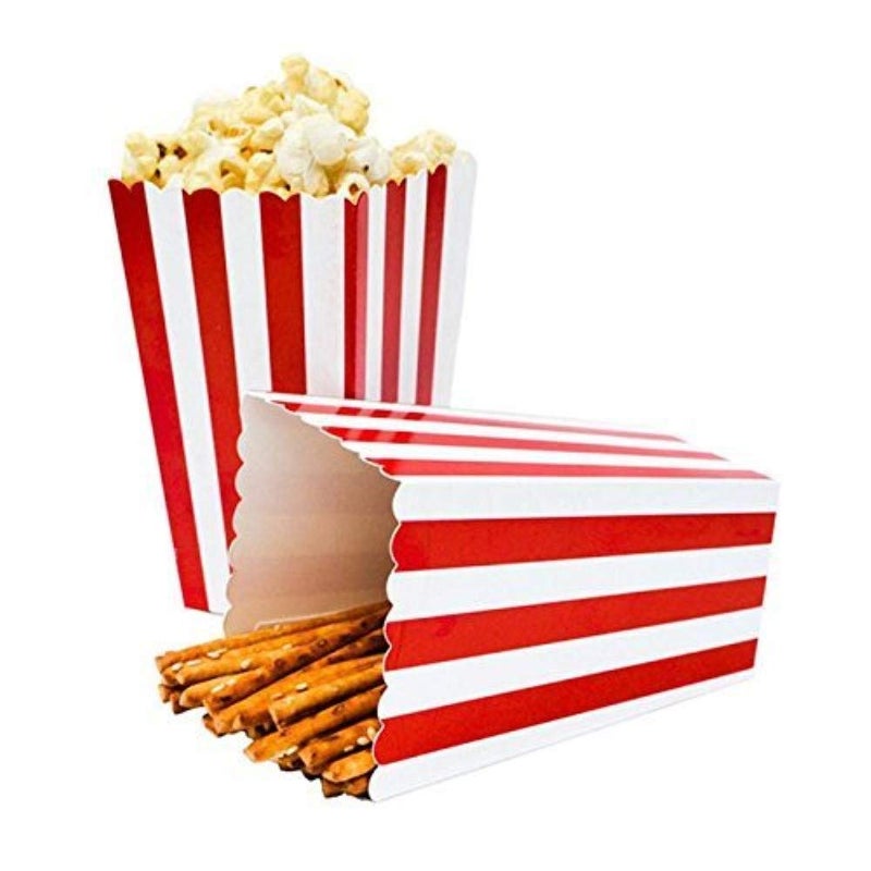 XIEHE 24 Pack Red Striped Popcorn Boxes - Carnival Parties Mini Paper Popcorn and Candy Containers, Party Supplies for Movie Nights - Image 5