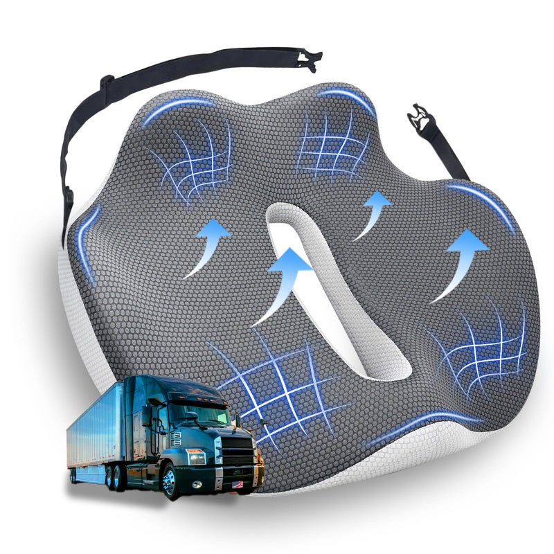 japiroc X-Large Seat Cushion for Truck Driver, Upgraded Cushion for Back Support and Pain Relief, Memory Foam with Non-Slip Washable Cover, Relieves Long-Term Truck Sitting and Pain - Image 1