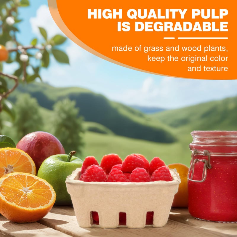 piopiocoing 50 Pack Mini Natural Pulp Fiber Berry Basket for Vegetables Strawberry Blueberry Raspberry Egg, Small Basket Containers for Farmers Market Produceï¼ŒFruit Stand Supplies - Image 5
