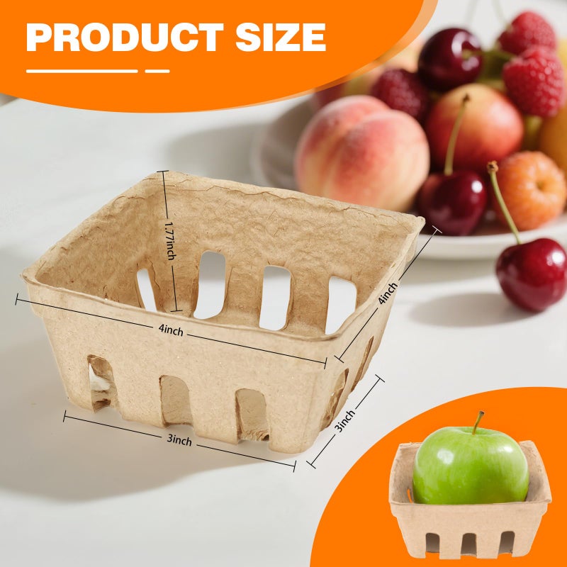 piopiocoing 50 Pack Mini Natural Pulp Fiber Berry Basket for Vegetables Strawberry Blueberry Raspberry Egg, Small Basket Containers for Farmers Market Produceï¼ŒFruit Stand Supplies - Image 2