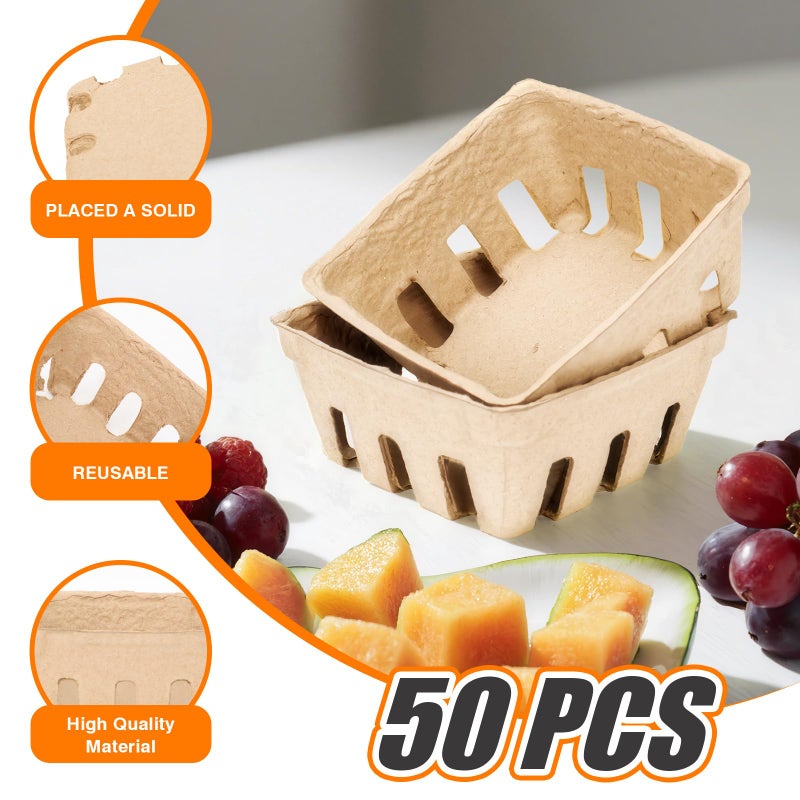 piopiocoing 50 Pack Mini Natural Pulp Fiber Berry Basket for Vegetables Strawberry Blueberry Raspberry Egg, Small Basket Containers for Farmers Market Produceï¼ŒFruit Stand Supplies - Image 3