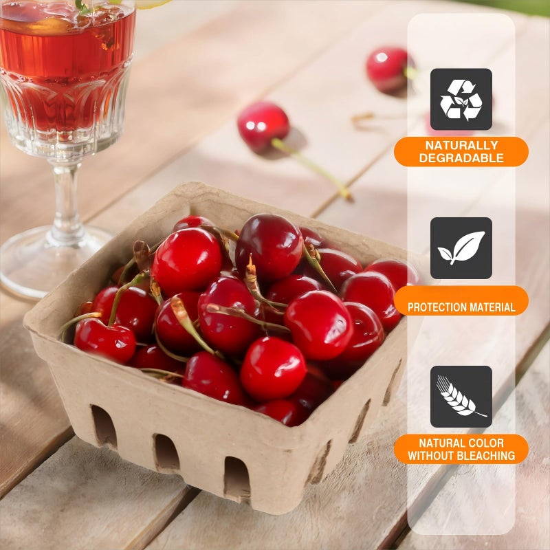 piopiocoing 50 Pack Mini Natural Pulp Fiber Berry Basket for Vegetables Strawberry Blueberry Raspberry Egg, Small Basket Containers for Farmers Market Produceï¼ŒFruit Stand Supplies - Image 4