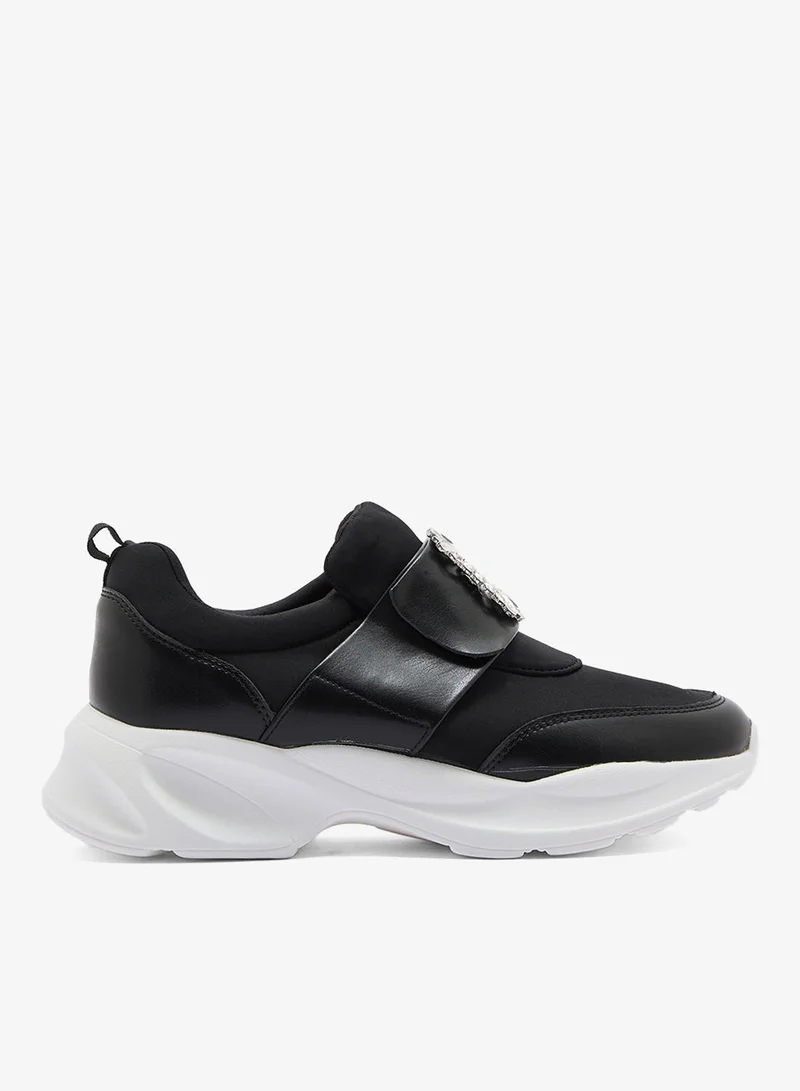Ginger Diamante Trim  Mix Material Lycra Sneakers