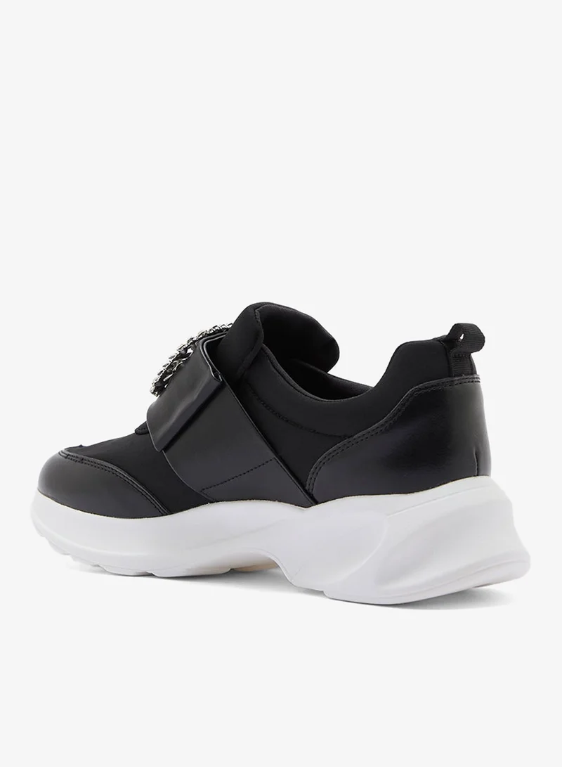 Ginger Diamante Trim  Mix Material Lycra Sneakers