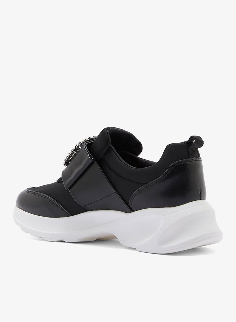 Ginger Diamante Trim  Mix Material Lycra Sneakers - Image 2