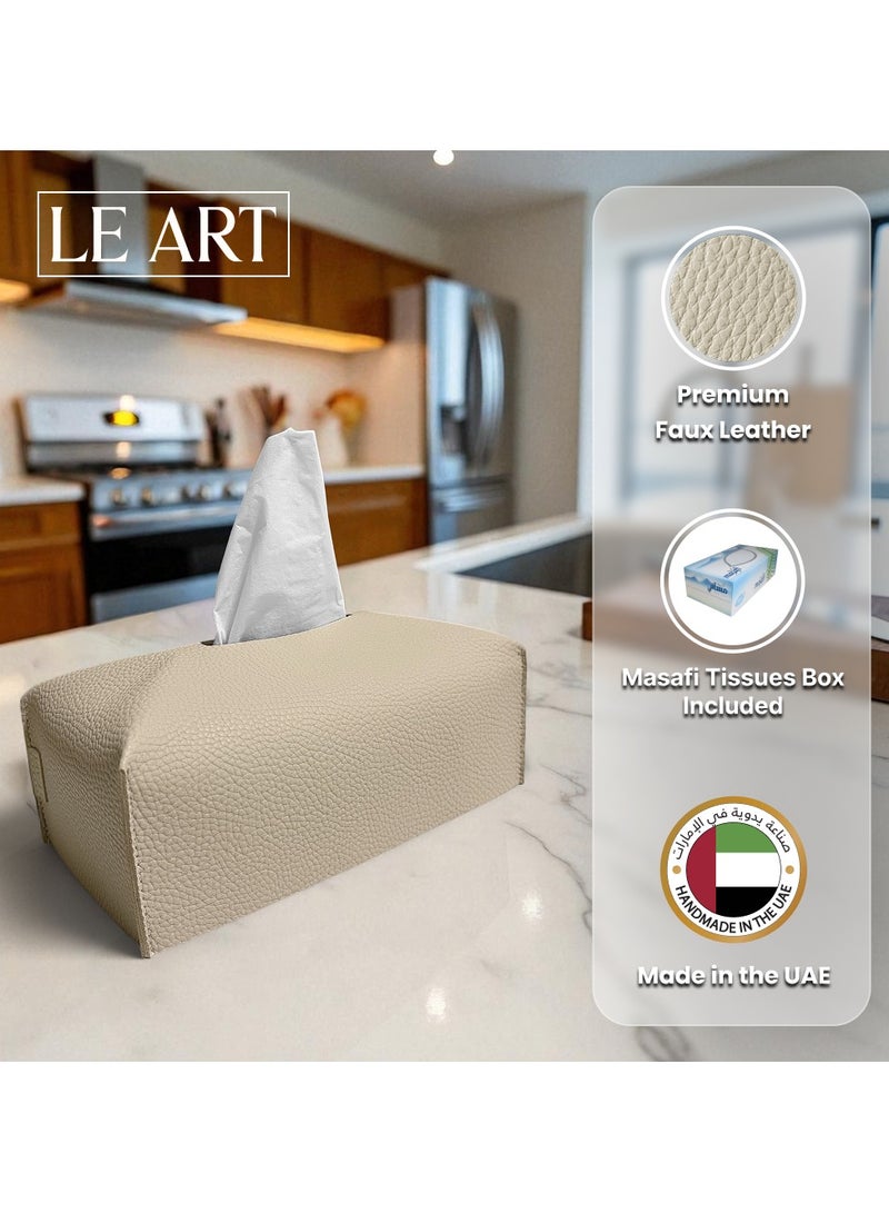 LeArt Leather Tissue Box Cover – Elegant Tissue Box Holder for Office Car Hotel Home Decor | Living Room Bedroom Bathroom | Facial Tissue Holder, Car Tissue Box Holder (Camel) - Image 2