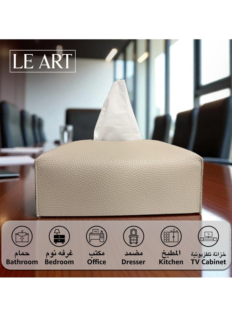 LeArt Leather Tissue Box Cover – Elegant Tissue Box Holder for Office Car Hotel Home Decor | Living Room Bedroom Bathroom | Facial Tissue Holder, Car Tissue Box Holder (Camel) - Image 4