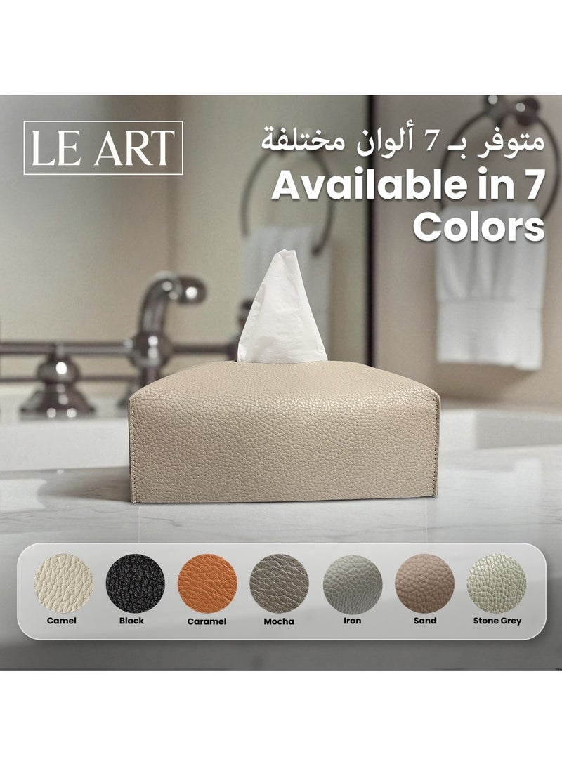 LeArt Leather Tissue Box Cover – Elegant Tissue Box Holder for Office Car Hotel Home Decor | Living Room Bedroom Bathroom | Facial Tissue Holder, Car Tissue Box Holder (Camel) - Image 5