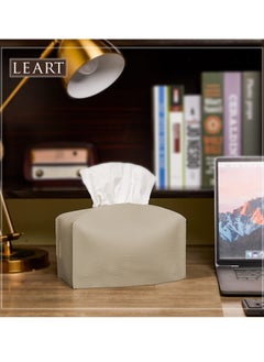 LeArt Leather Tissue Box Cover – Home Decorations for Living Room, Bedroom and Office | Car Tissue Holder | Tissue Holder | Tissue Box Holder for Car | Tissue Box Cover for Car (Camel)  - Image 3