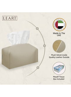 LeArt Leather Tissue Box Cover – Home Decorations for Living Room, Bedroom and Office | Car Tissue Holder | Tissue Holder | Tissue Box Holder for Car | Tissue Box Cover for Car (Camel)  - Image 2