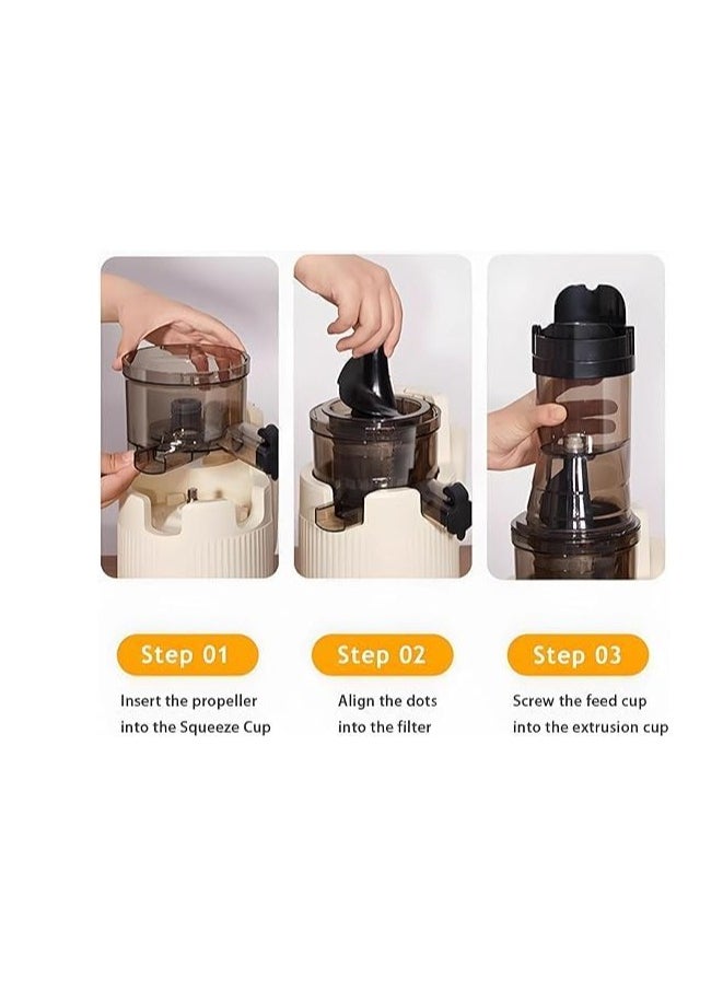 Generic - Slow Masticating Juicer, 80mm Wide Chute, Juice Jug, Pulp Container, BPA-Free, Easy-to-Clean, Whole Fruit & Vegetable Cold Press Juicer, High Nutrient Extraction, Quiet Motor, Reverse Function - Image 1