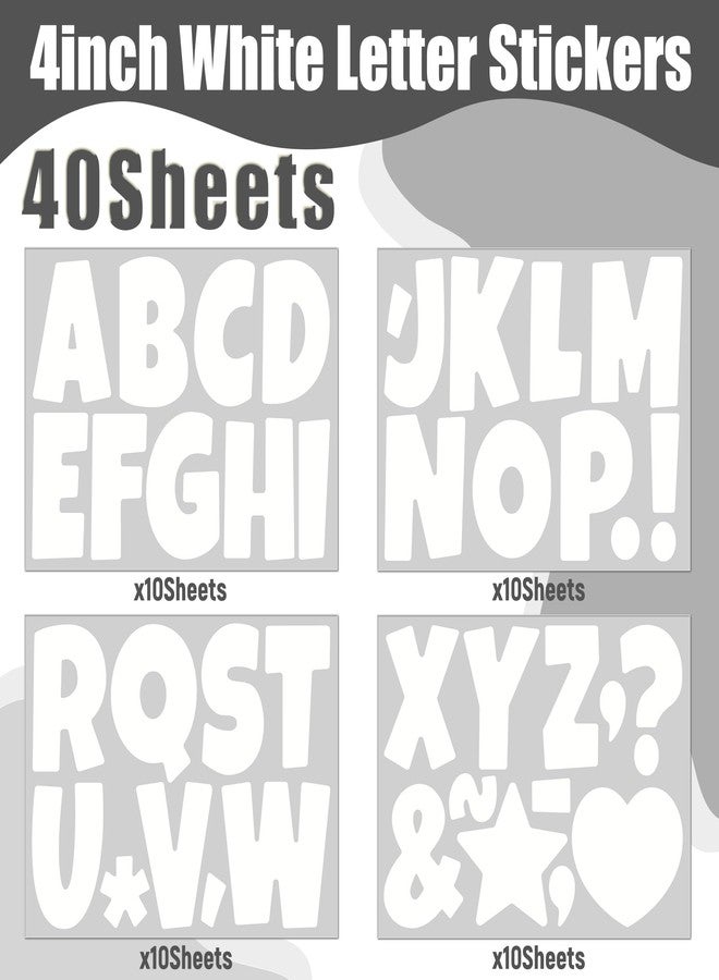 Timenued 390 Pcs Bulletin Board Letters Large Letter Stickers 4 Inch Self Adhesive Vinyl Waterproof Alphabet Stickers for Poster Board Letters Mailbox Classroom School Home Decor (40, White) - Image 2
