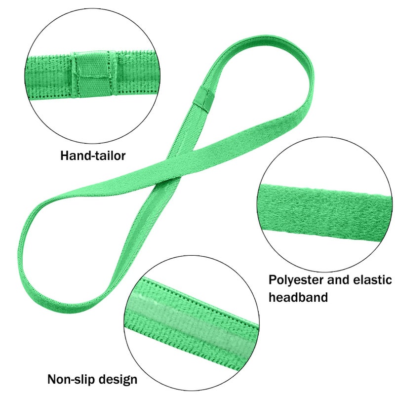 Duufin 20 Pieces Sport Headbands, Thin Non Slip Headband for Women and Girls, Elastic Headbands for Workout, Running, Yoga, Volleyball, Basketball, 1 cm Wide, 42 cm Circumference, 20 Colors - Image 3