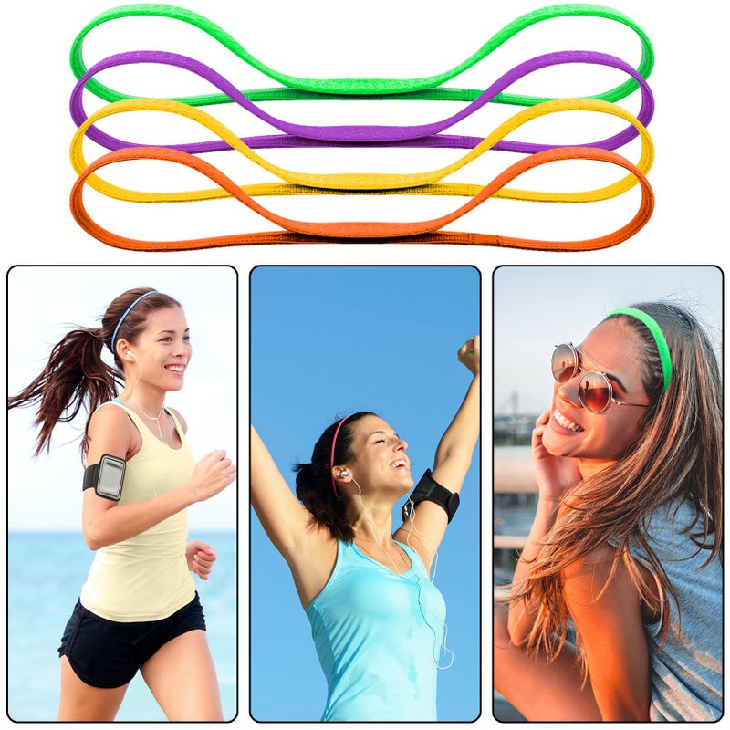 Duufin 20 Pieces Sport Headbands, Thin Non Slip Headband for Women and Girls, Elastic Headbands for Workout, Running, Yoga, Volleyball, Basketball, 1 cm Wide, 42 cm Circumference, 20 Colors - Image 5