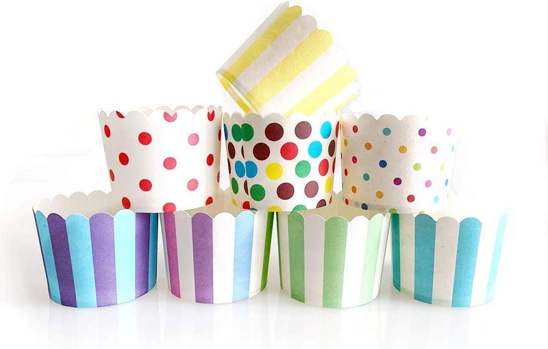 CAKE DECOR Deep Cupcake Liners (50 Pack) – Premium Grease-Resistant Paper Baking Cups for Muffins & Cupcakes – Oven Safe, Non-Stick, Multicolor Party & Birthday Cupcake Wrappers - Image 1