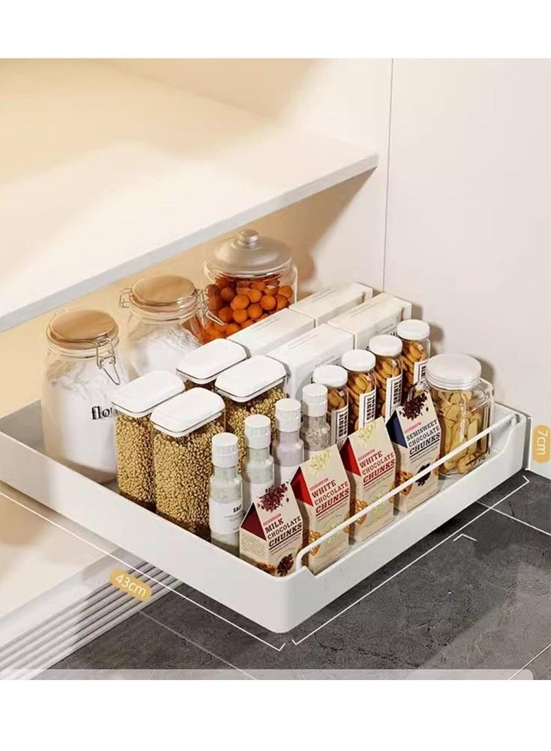 Beauenty Pull Out Cabinet Drawer Shelf Organizer, Slide Out Drawer Storage Shelves for Kitchen Cupboard, Roll-Out Sliding Drawer, Roll-Out Sliding Under Sink storage with 2 Slider, No Need Drill and Nailing - Image 2